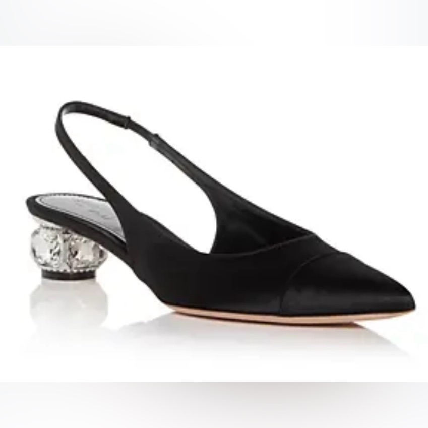 Giambattista Valli Suede Crystal-Heel Slingback Pumps Nwt Retail $840
